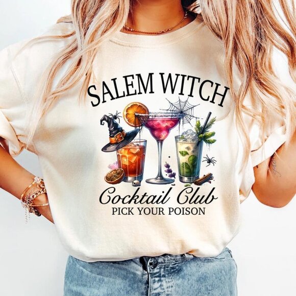 Tops - Witch Cocktail Club Shirt, Witchy Halloween Shirt, Halloween Party Tee